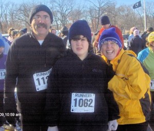 Jeff, Sue and Linda take a moment to celebrate finishing a 3.1 mile community race